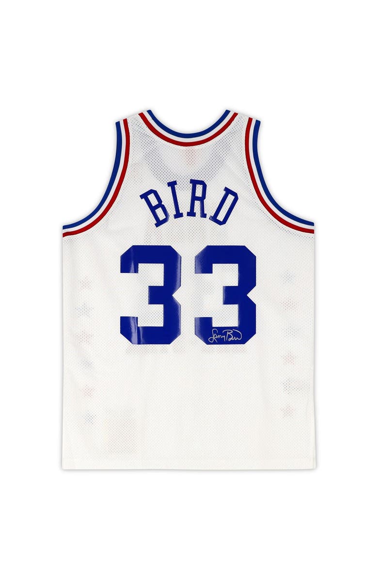 FANATICS AUTHENTIC Larry Bird Boston Celtics Autographed White All-Star Authentic Mitchell and Ness Jersey, Alternate, color,