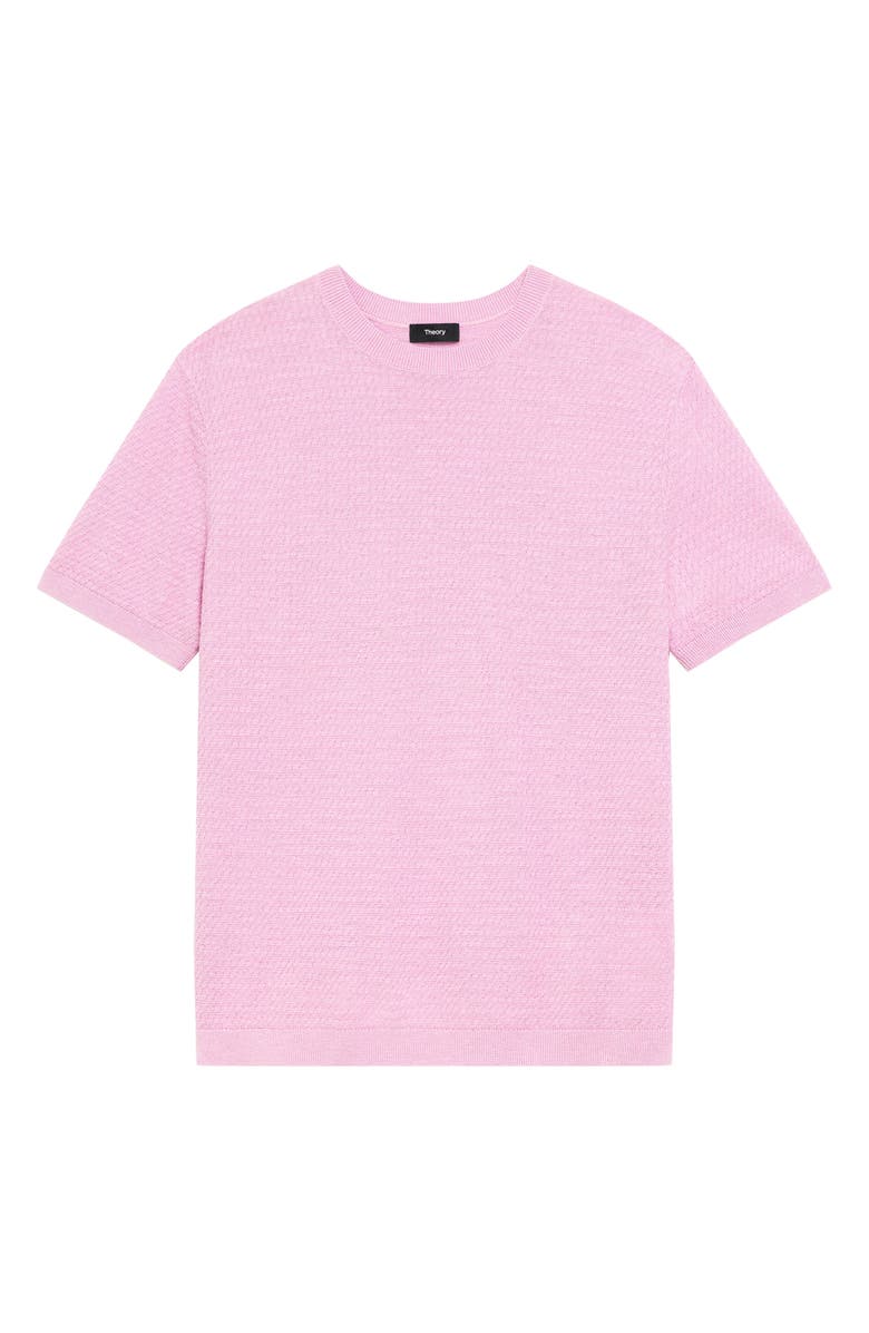 Theory Kolben Short Sleeve Linen 
Cotton Blend Crewneck Sweater, Alternate, color, Pale Mauve - Tv6