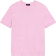 Theory Kolben Short Sleeve Linen 
Cotton Blend Crewneck Sweater