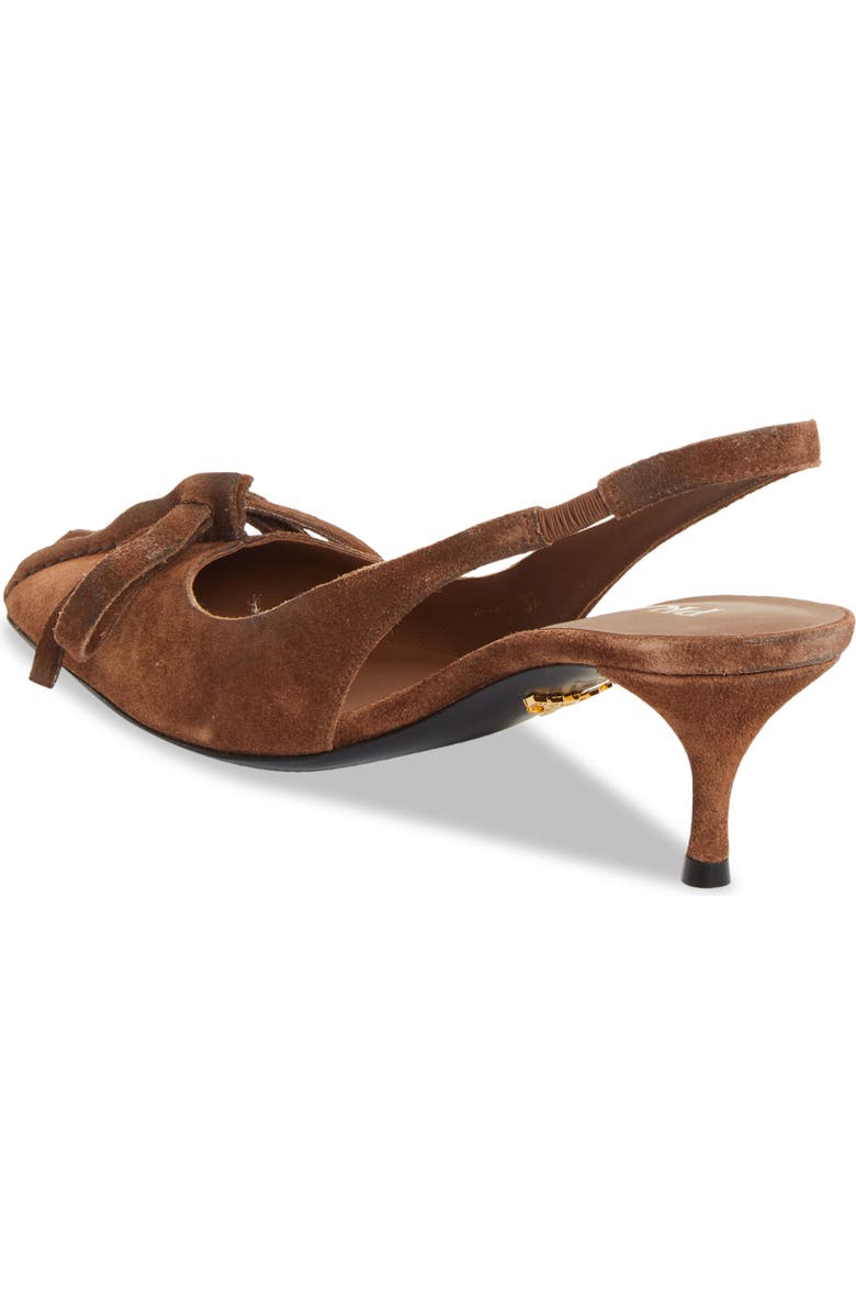 Prada Exposed Seam Kitten Heel Slingback Pump, Alternate, color, Cacao