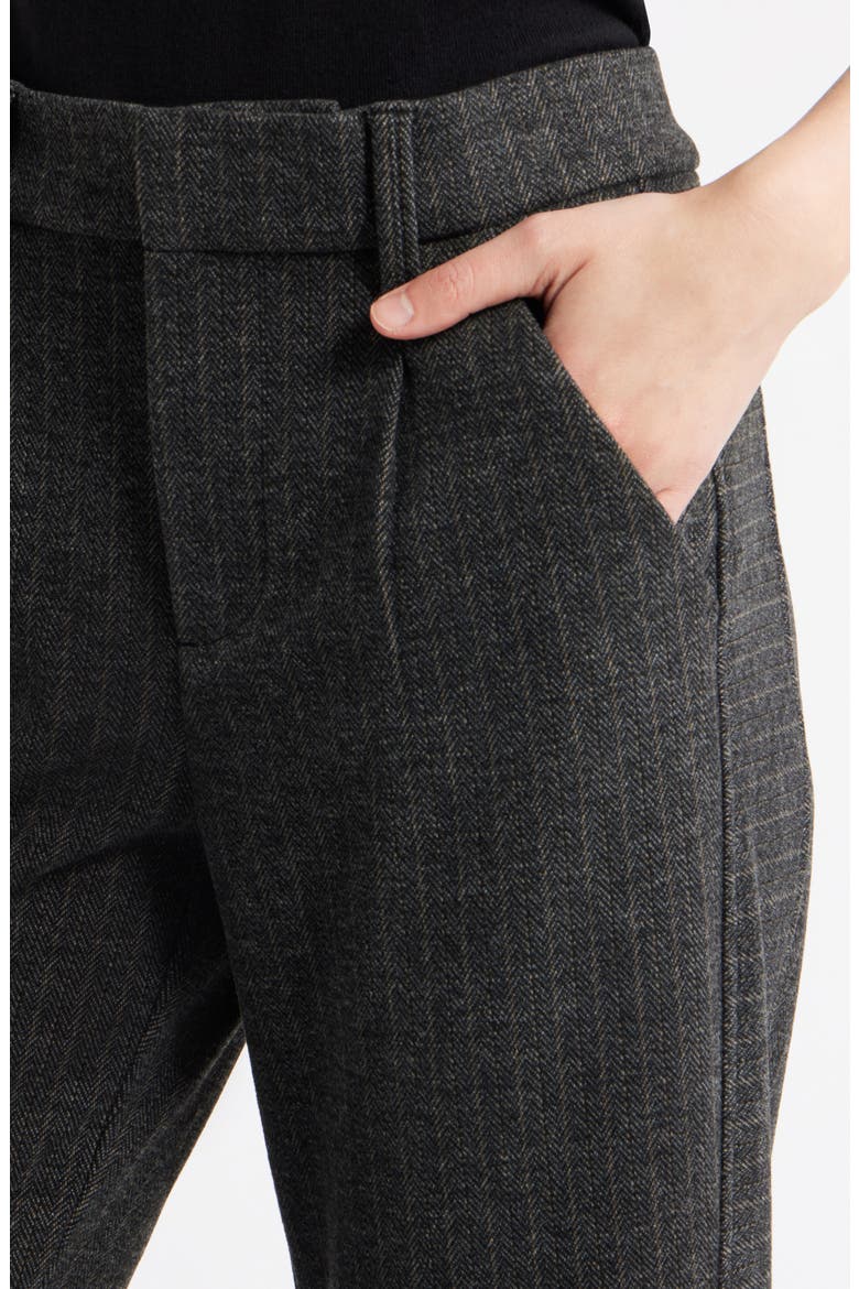Skyrise Pleated Herringbone Twill Straight Leg Ankle Trousers, Alternate, color, CHARCOAL WHEAT MULTI