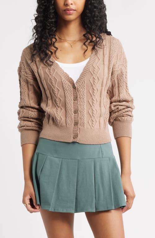 Bp. Mixed Stitch Cardigan In Brown