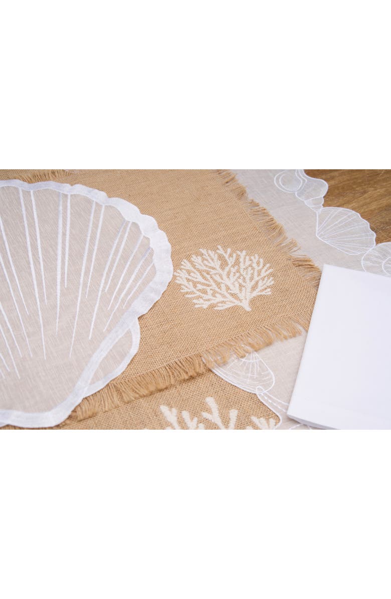 C&F Home Shells Cutwork Clear Sheer Set of 6 Round Placemats 17", Alternate, color, Blue