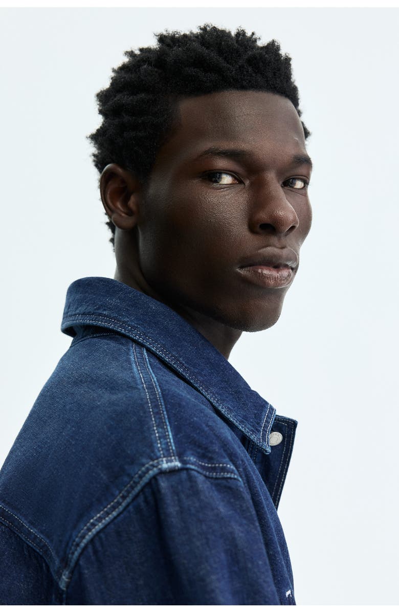 H&M Denim Overshirt, Alternate, color, Dark Denim Blue