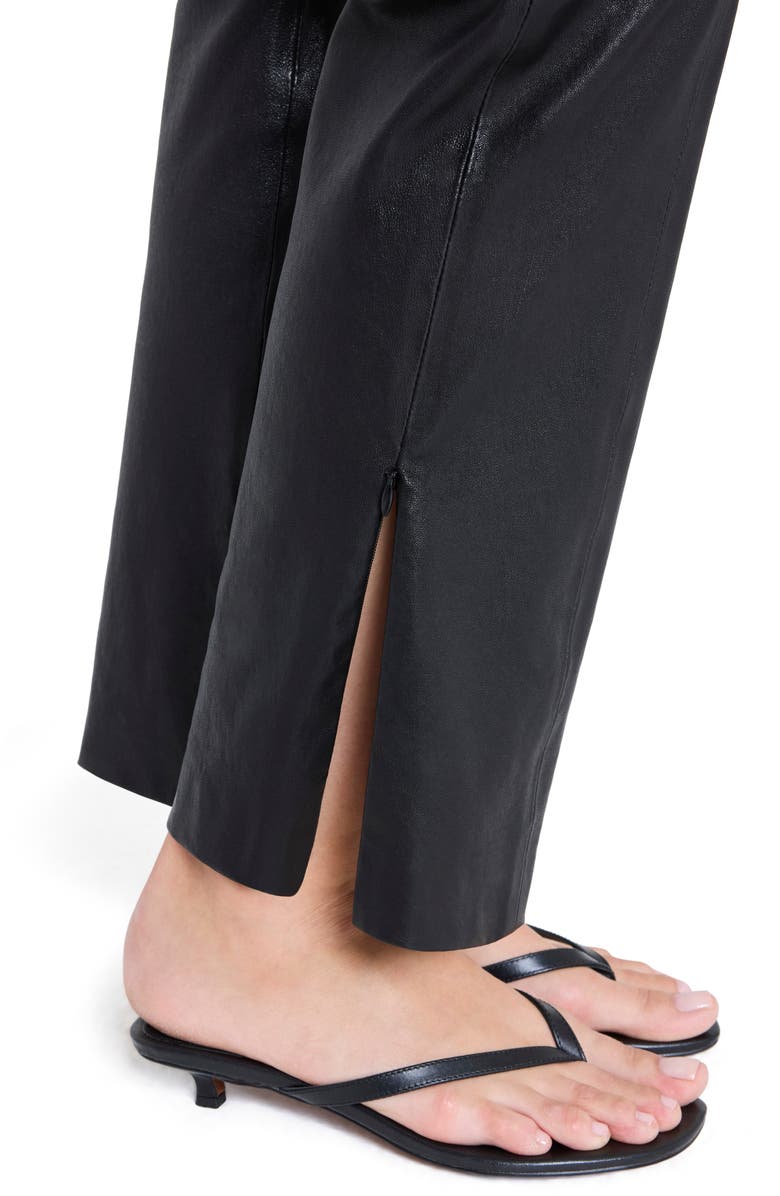 TWP Logan Tapered Ankle Straight Leg Leather Pants, Alternate, color, Black