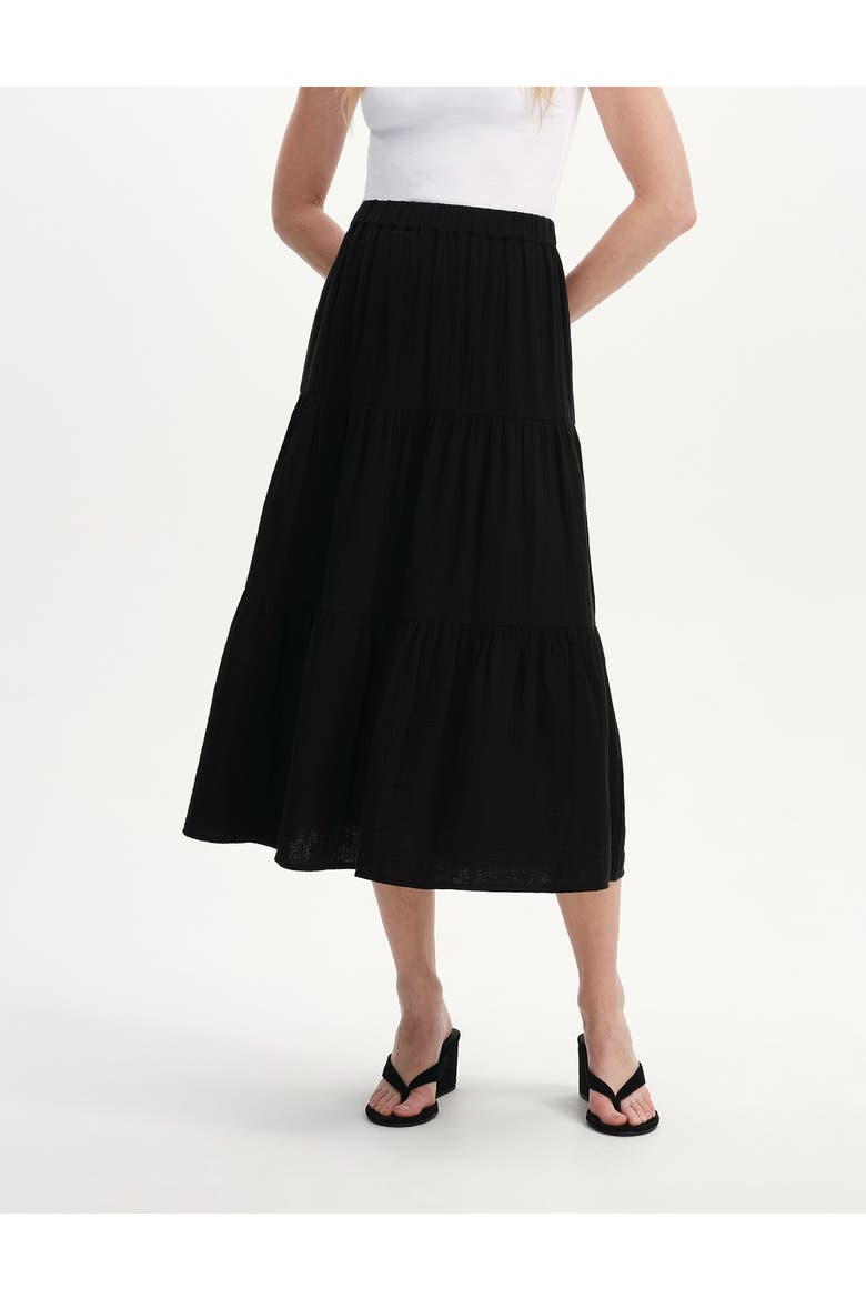 Harriet Cotton Cheesecloth Midi Skirt, Main, color, Black