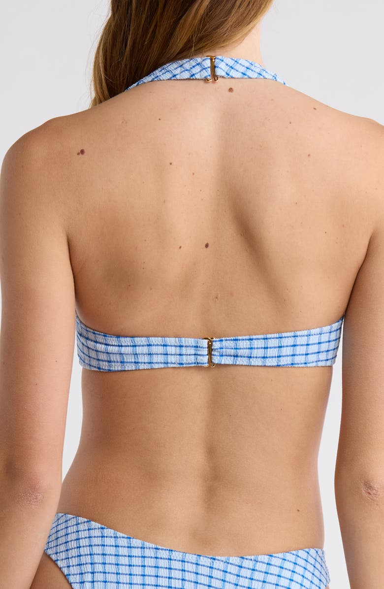 PacSun Jade Textured Halter Bikini Top, Alternate, color, Blue Plaid