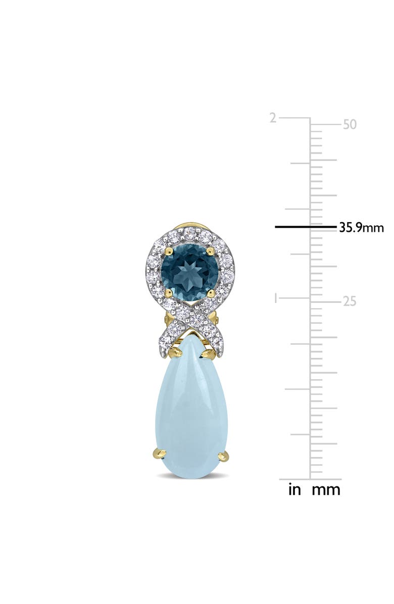 Julianna B. Gemstone Dangle Leverback Earrings Sterling Silver, Alternate, color, Aquamarine/Yellow-Plated