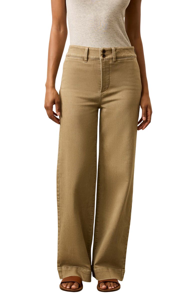 Faherty Stretch Terry Sailor Wide Leg Pants, Alternate, color, Desert Khaki