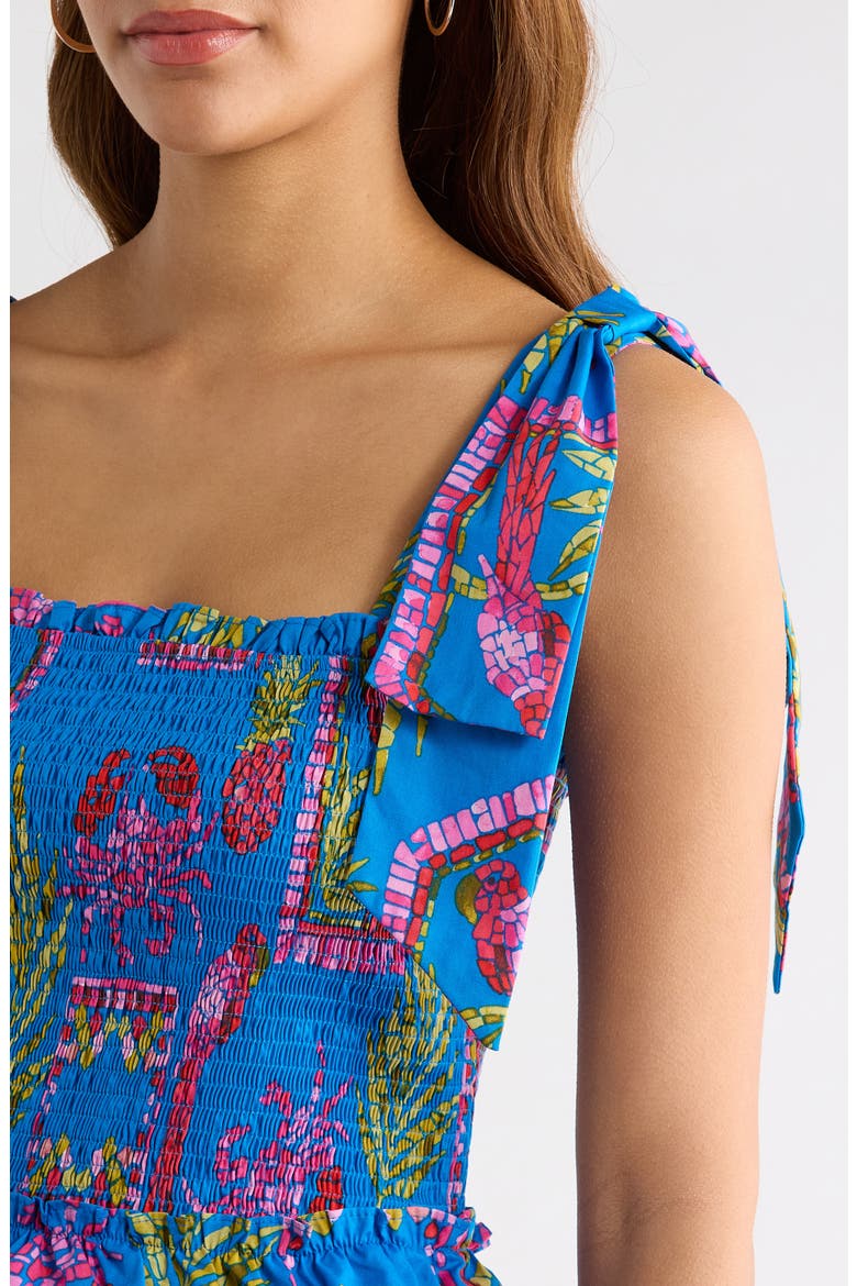 Bally Tropical Cazz Smocked Cotton Tank, Alternate, color, PINK-BLUE-GREEN