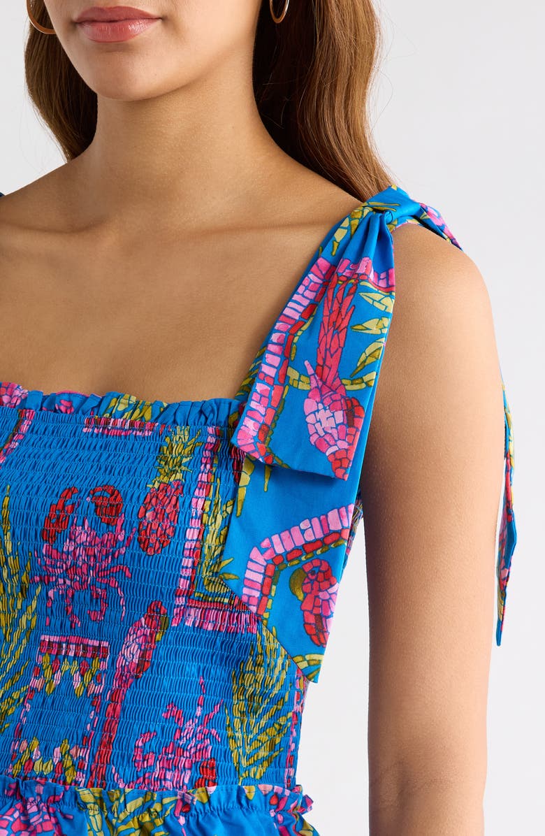 SUGARLIPS Bally Tropical Cazz Smocked Cotton Tank, Alternate, color, Pink-Blue-Green