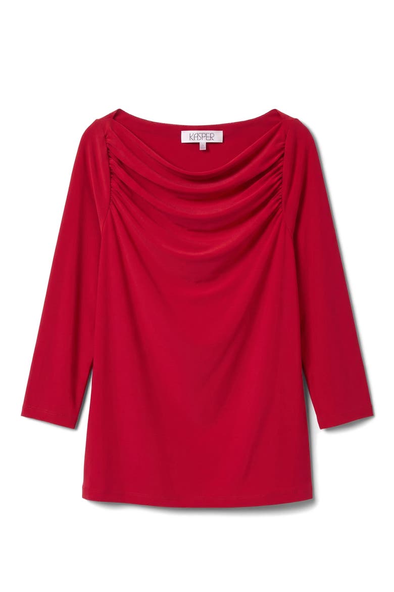 Cowl Neck Jersey Top, Alternate, color, FIRE RED