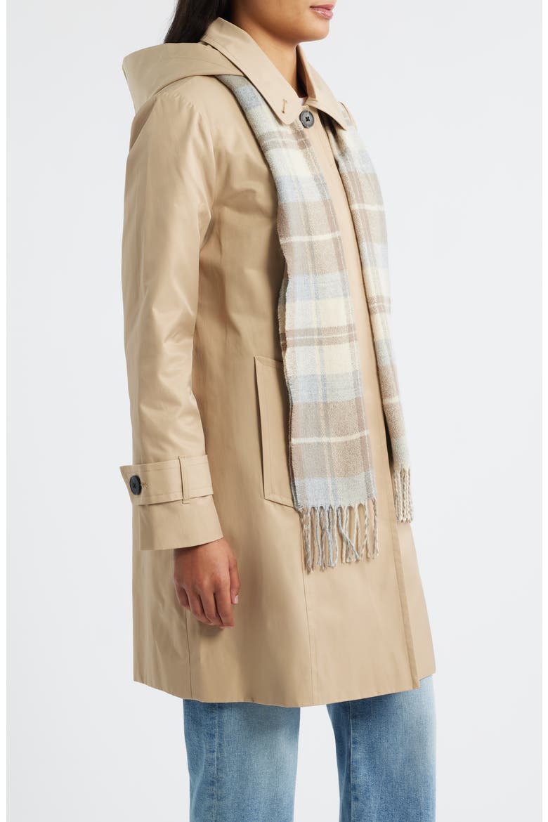 Short Raincoat with Scarf, Alternate, color, STONE