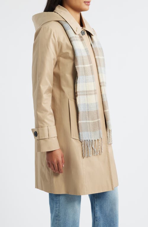 London Fog Short Raincoat With Scarf In Brown