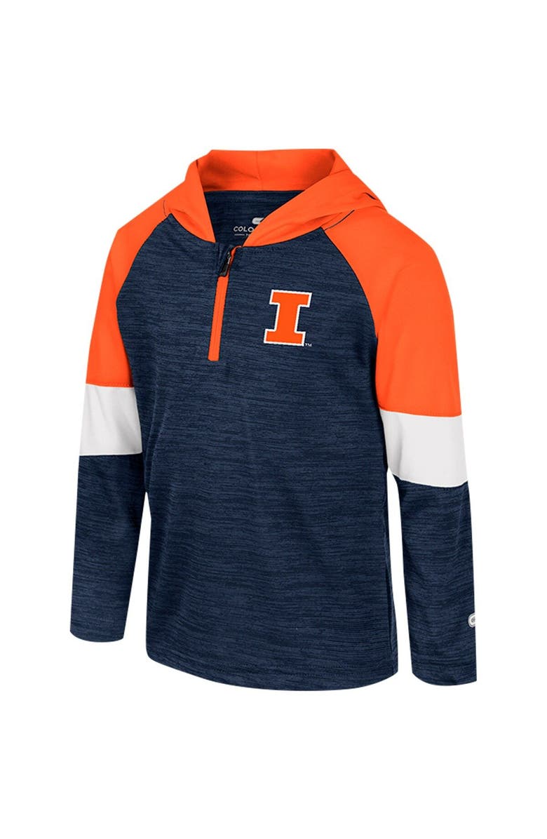 COLOSSEUM Toddler Colosseum Navy Illinois Fighting Illini Creative Control Raglan Quarter-Zip Hoodie, Alternate, color,