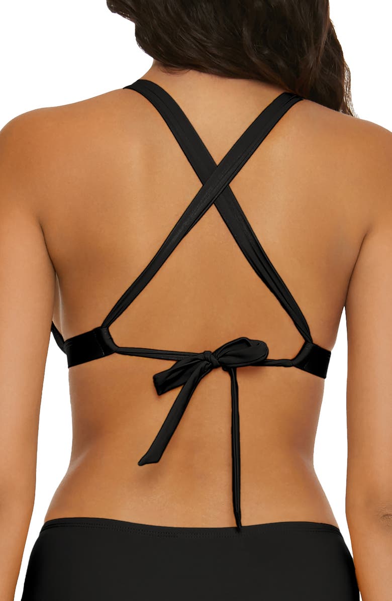 BCA by Rebecca Virtue Shirred Halter Bikini Top, Alternate, color, Black