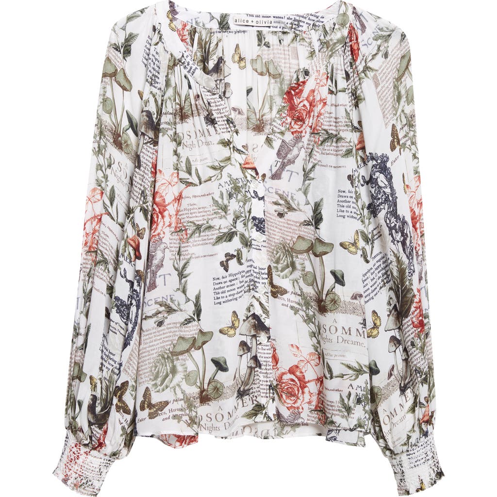 Alice And Olivia Alice + Olivia Thalia Mixed Print Button-up Shirt In Multi