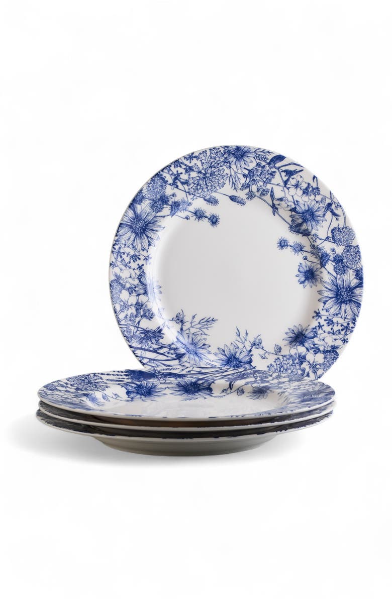 Caskata Summer Blues Rimmed Dinner Plate - Porcelain - Set 4, Alternate, color, Blue