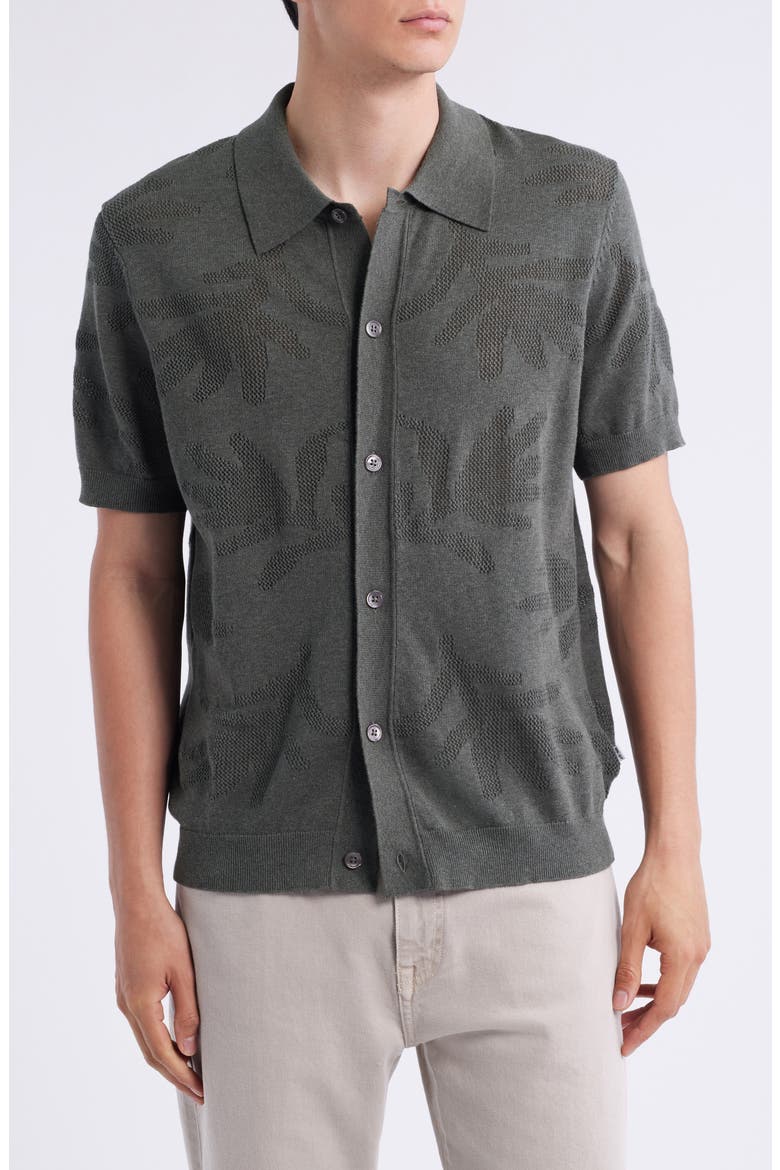 Thor 6686 Short Sleeve Organic Cotton Polo Cardigan, Main, color, CROC GREEN