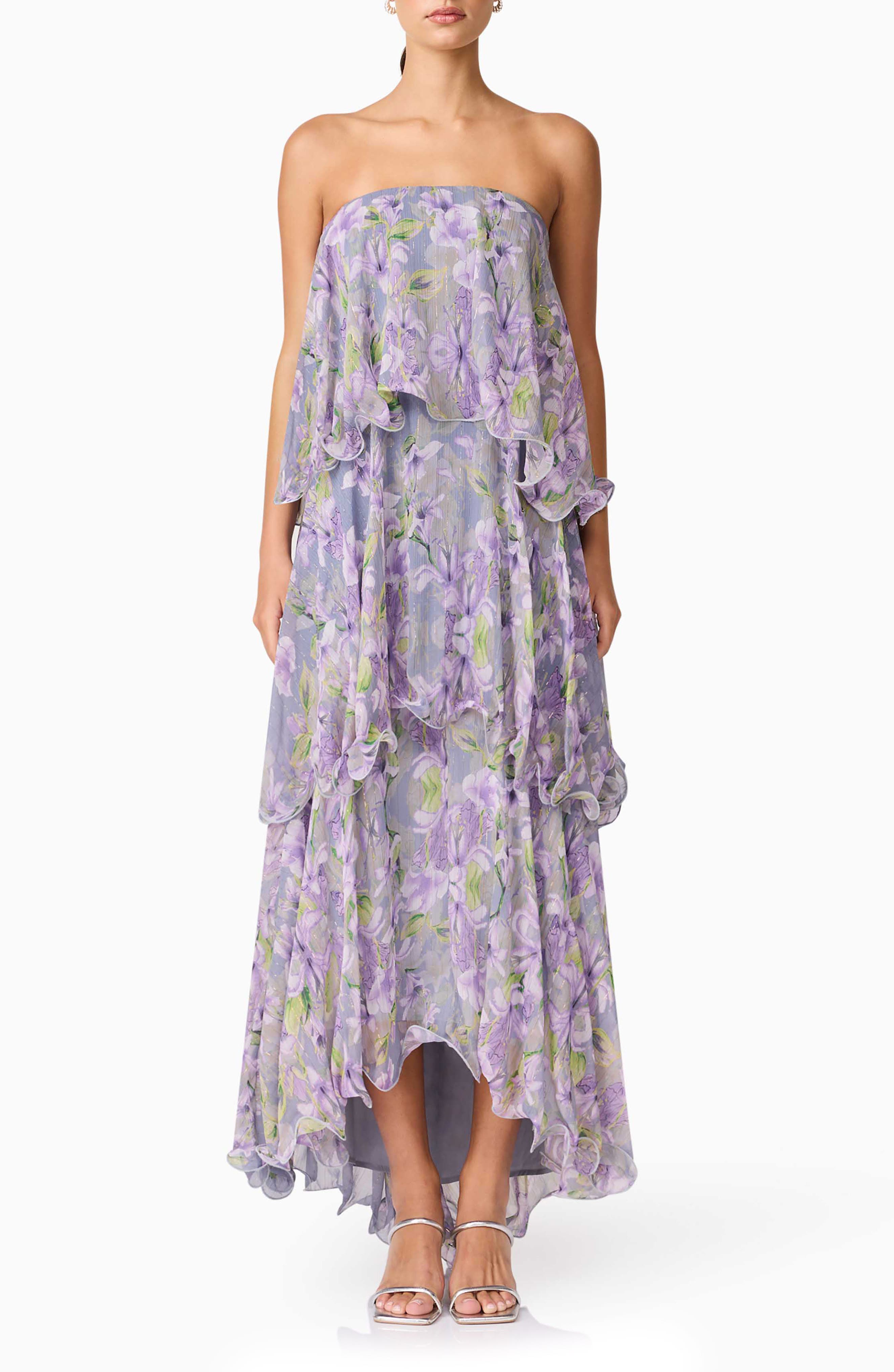 Elliatt Milena Floral Tiered Ruffle Georgette Maxi Dress
