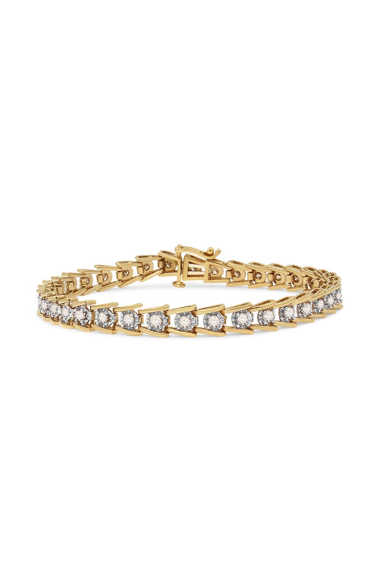 Haus of Brilliance 14K Yellow Gold Plated Silver 2.00 Cttw Miracle Set Diamond Wave Link Bracelet, Main, color, Yellow