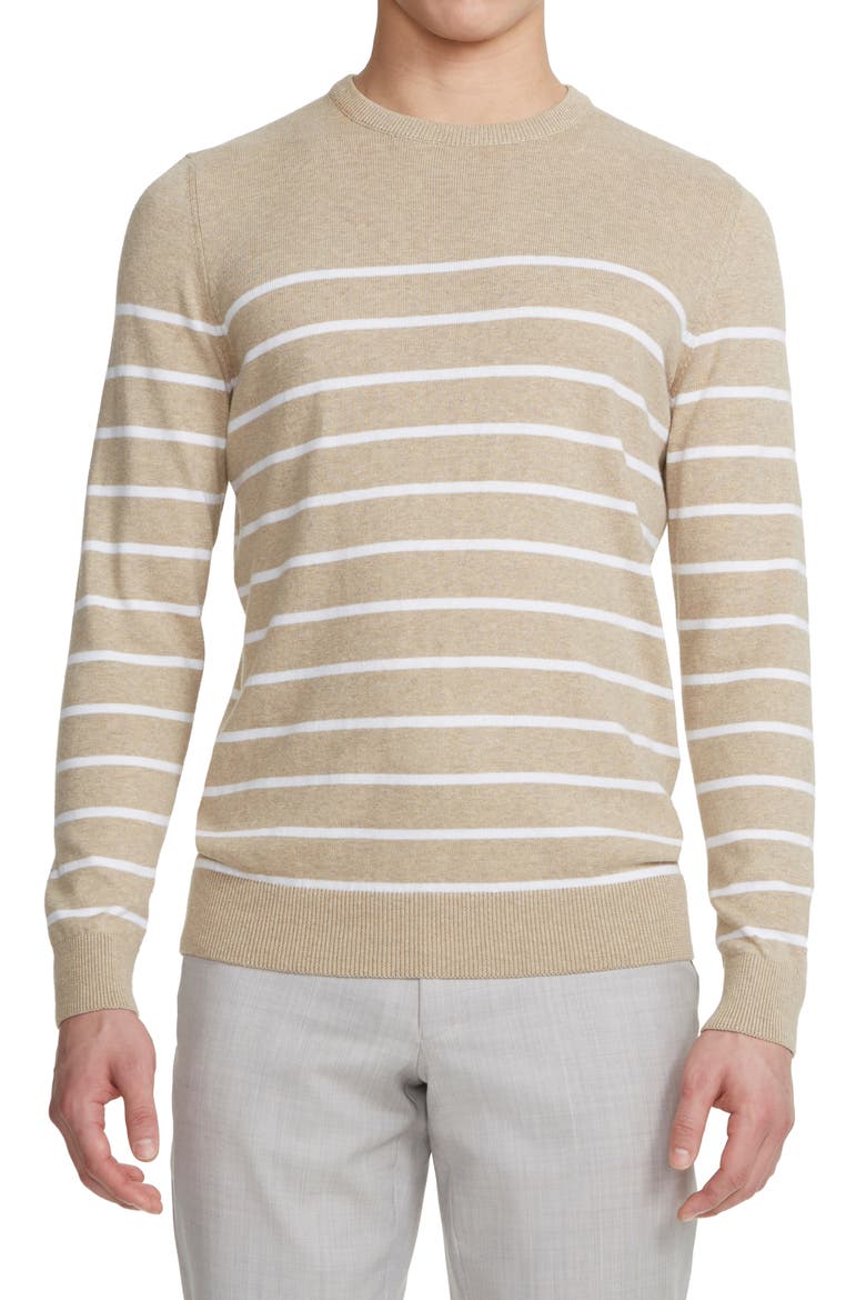 Cedar Stripe Organic Cotton Sweater, Main, color, CAMEL