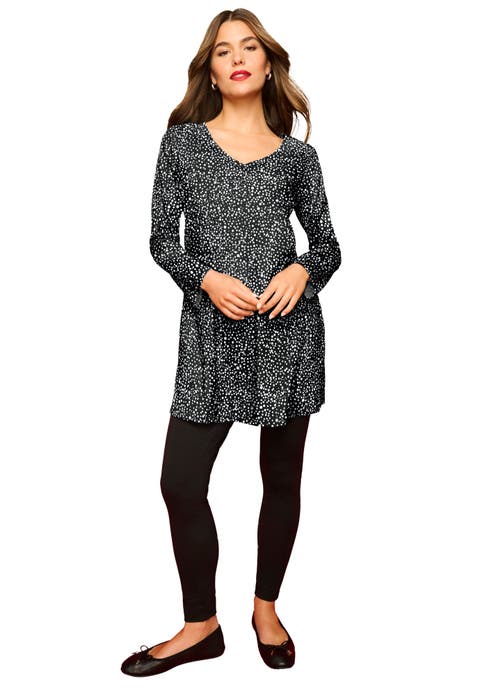 Plus Size Cotton Ultimate Long Sleeve V Neck Tunic
