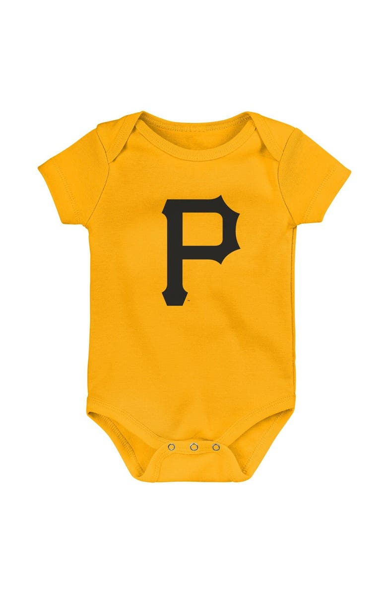 Outerstuff Newborn & Infant Gold/White/Heather Gray Pittsburgh Pirates Biggest Little Fan 3-Pack Bodysuit Set, Alternate, color, Gold