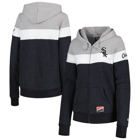Women's New Era Heather Black Chicago White Sox Colorblock Full-Zip Hoodie Jacket