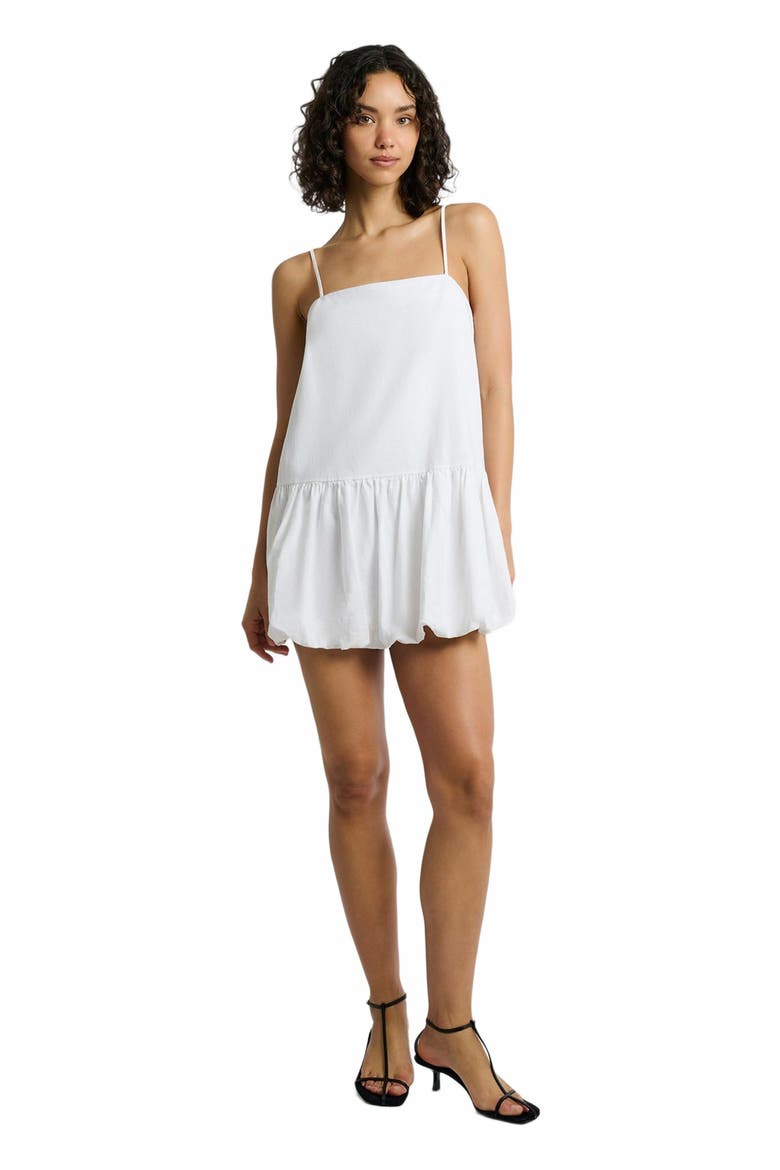 Air Linen Bubble Mini Dress, Main, color, WHITE