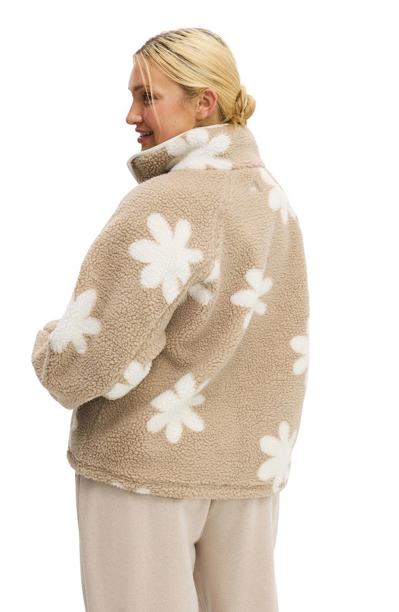 COTTON ON BODY Women's Active Trail Soft Fleece Zip Through, Alternate, color, Allspice Coconut Milk Flower