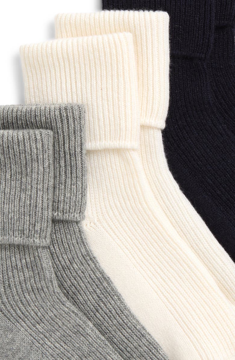 Johnstons of Elgin Assorted 3-Pack Rib Cashmere Crew Socks, Alternate, color, Luna
