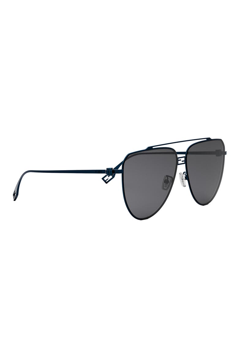 'Fendi Baguette 59mm Pilot Sunglasses, Alternate, color, SHINY BLUE / SMOKE