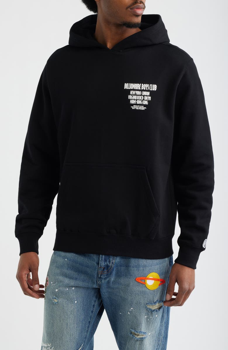 Billionaire Boys Club Satellite Graphic Cotton Hoodie, Main, color, Black