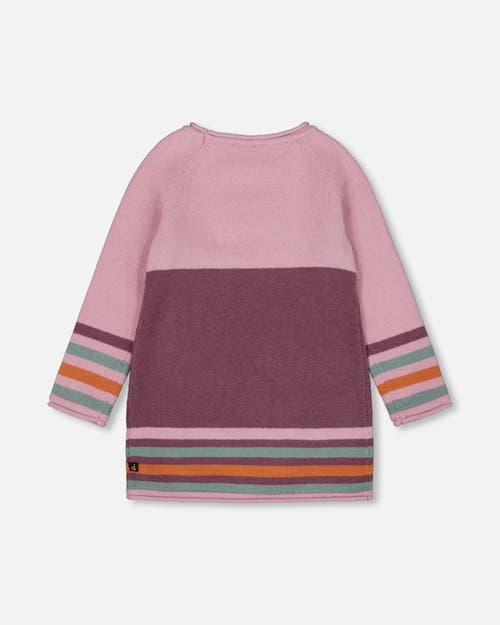 Deux Par Deux Knitted Dress With Cat In Pink