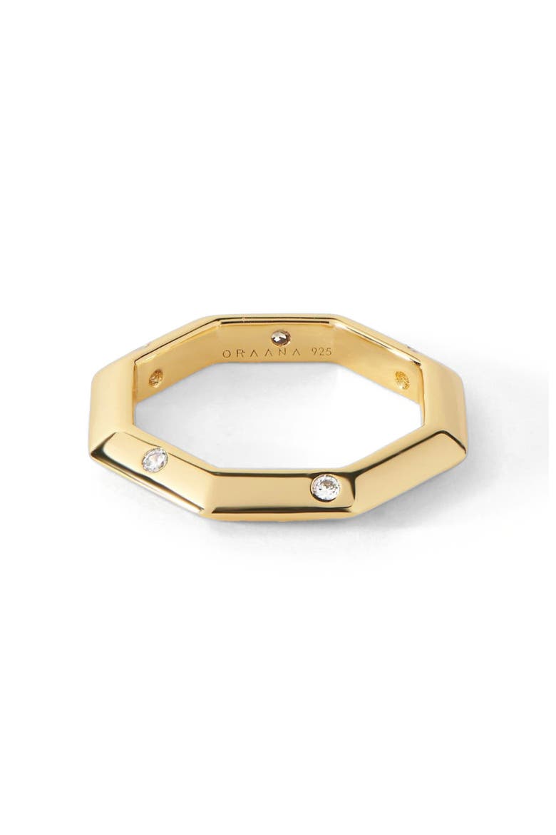 The Athena Double-Sided Burnish Ring, Alternate, color, Gold/White  CZ