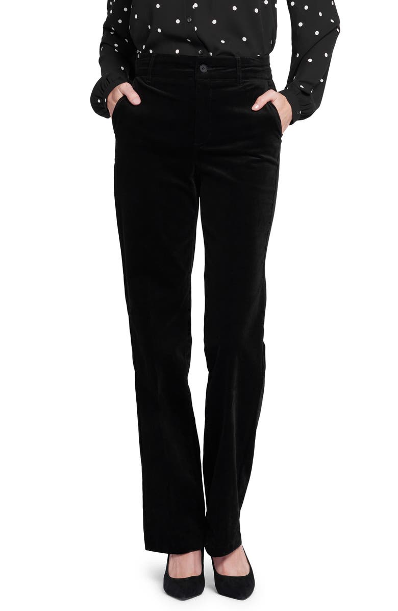 NYDJ Straight Leg Velveteen Trouser Pants, Main, color, Black