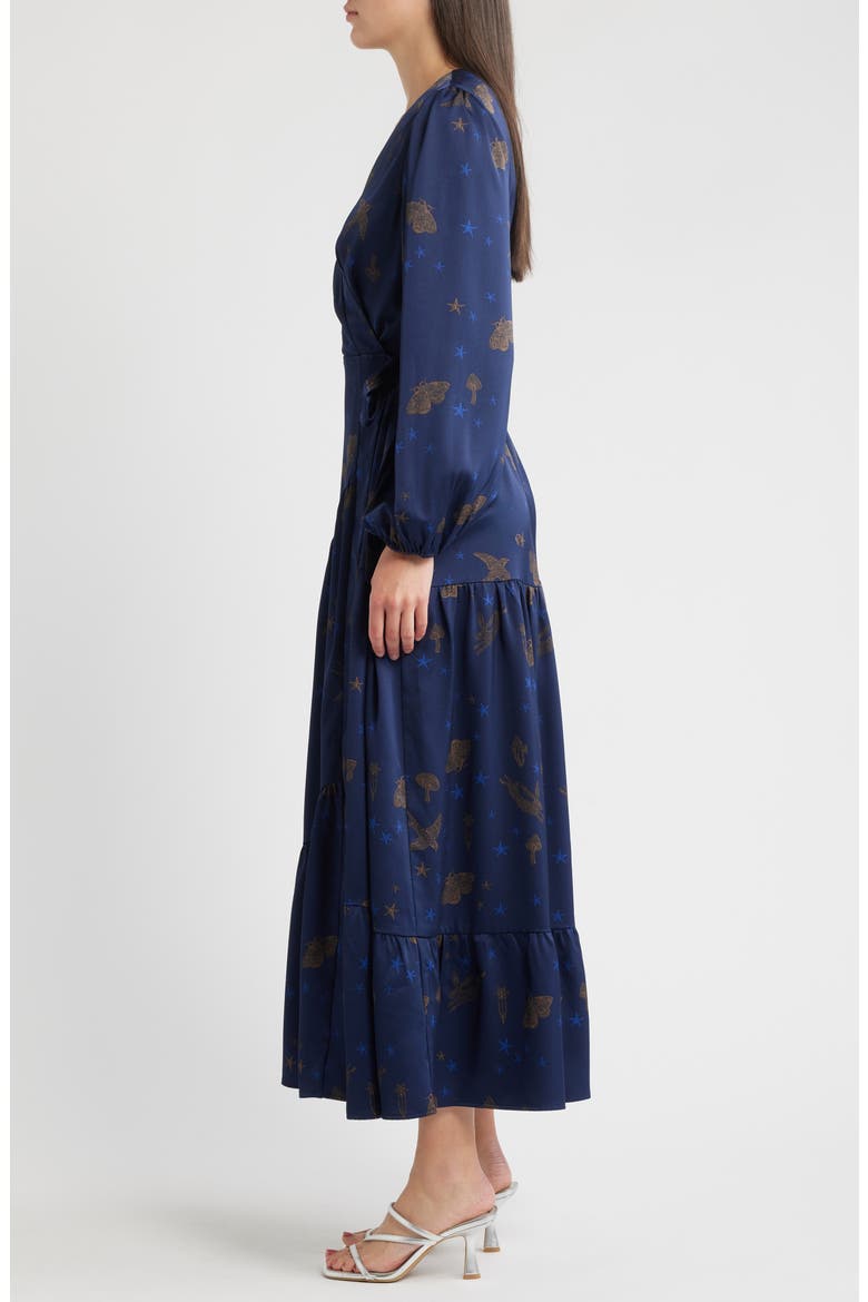 Lilian Long Sleeve Wrap Dress, Alternate, color, NAVY MULTI