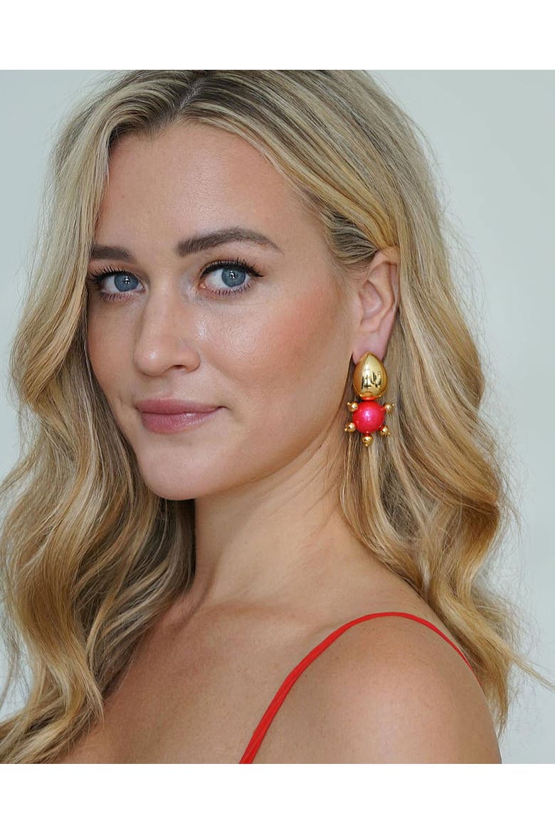 Tulia Earrings, Alternate, color, Coral Sunset