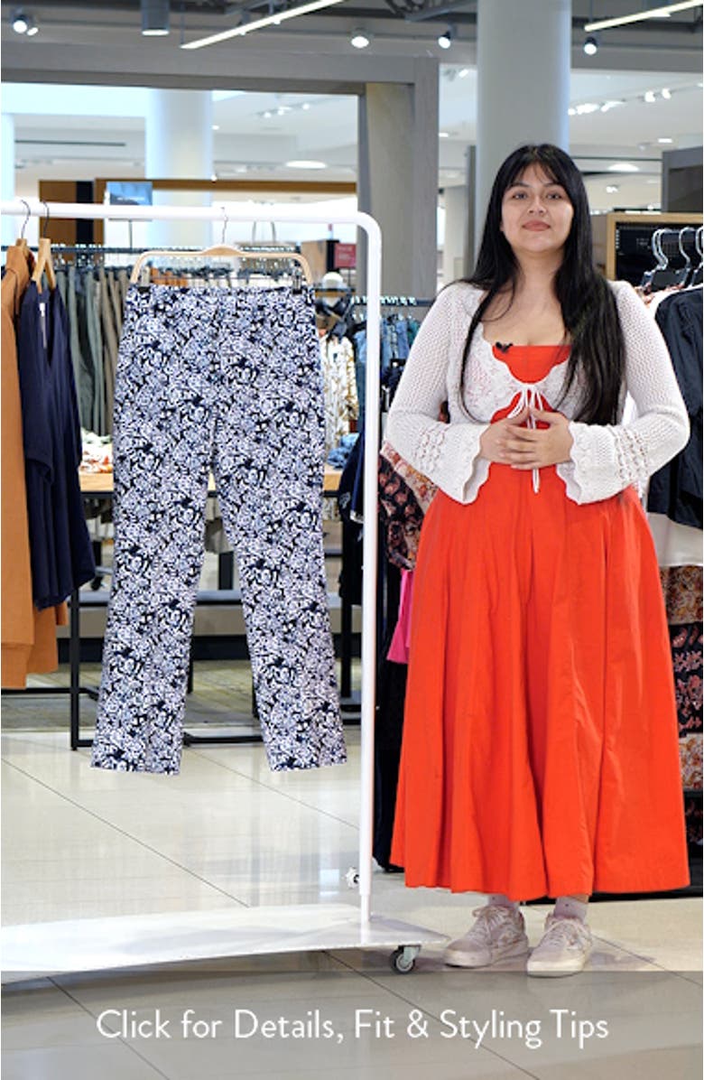 Plaza Shibori Lilies Stretch Cotton Boot Cut Pants, sales video thumbnail
