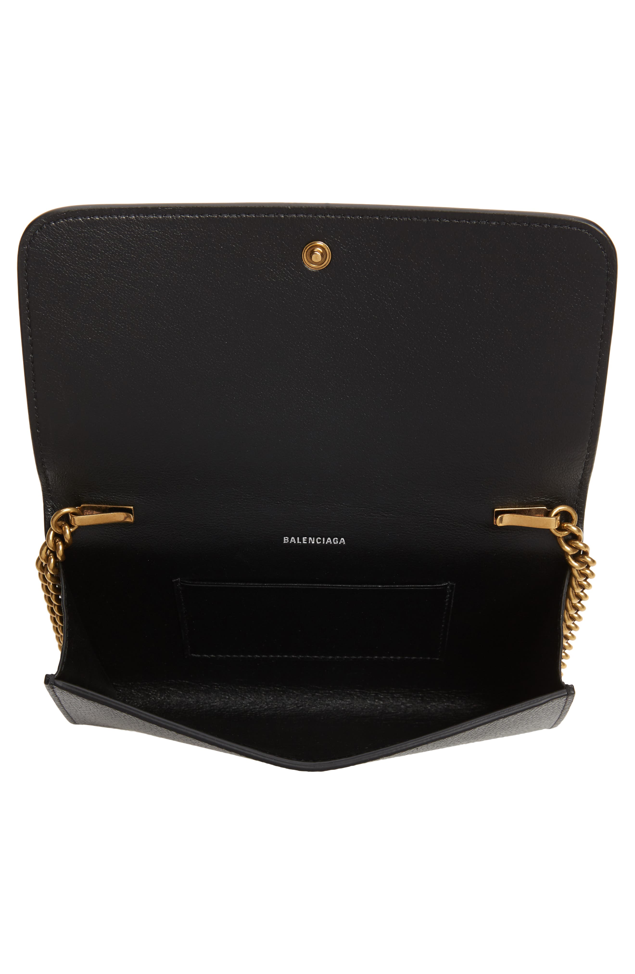Balenciaga Cash Leather Phone Wallet on a Chain, Alternate, color, 