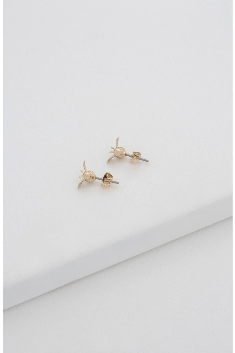 Beelii Bee Stud Earrings, Alternate, color, BRUSHED GOLD TONE