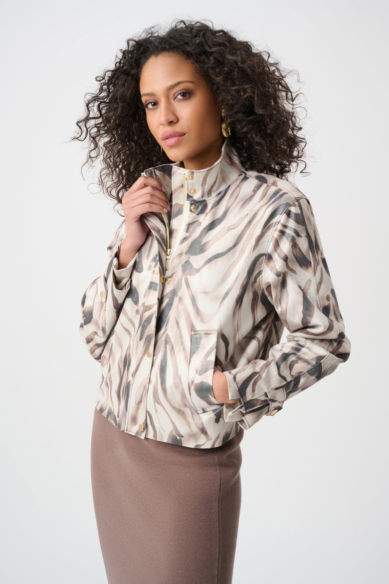 Foiled Faux Suede Animal Print Jacket, Main, color, Beige/Multi
