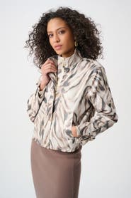 Joseph Ribkoff Foiled Faux Suede Animal Print Jacket