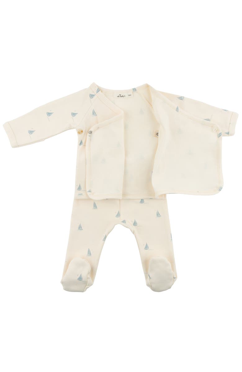 oh baby! Mini Sailboats Print Wrap Top Set, Alternate, color, Milk