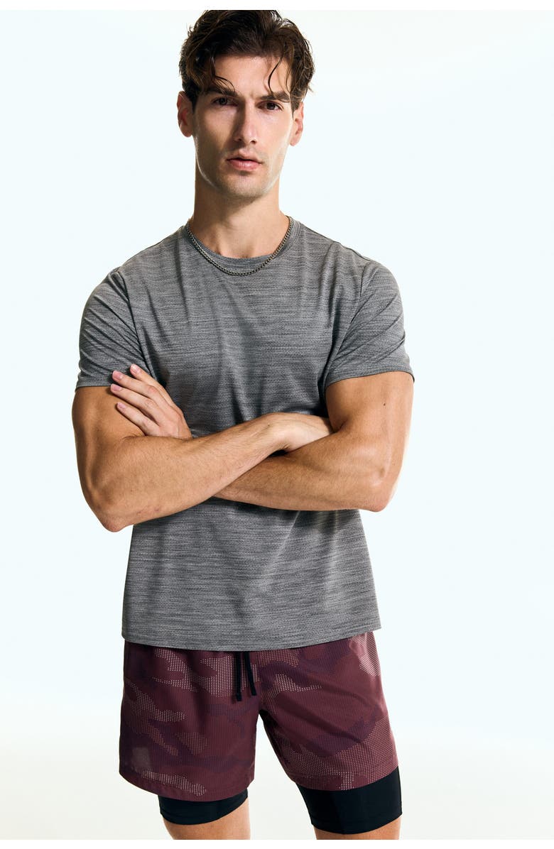 H&M Mesh Sports T-shirt With Drymove, Main, color, Gray Melange