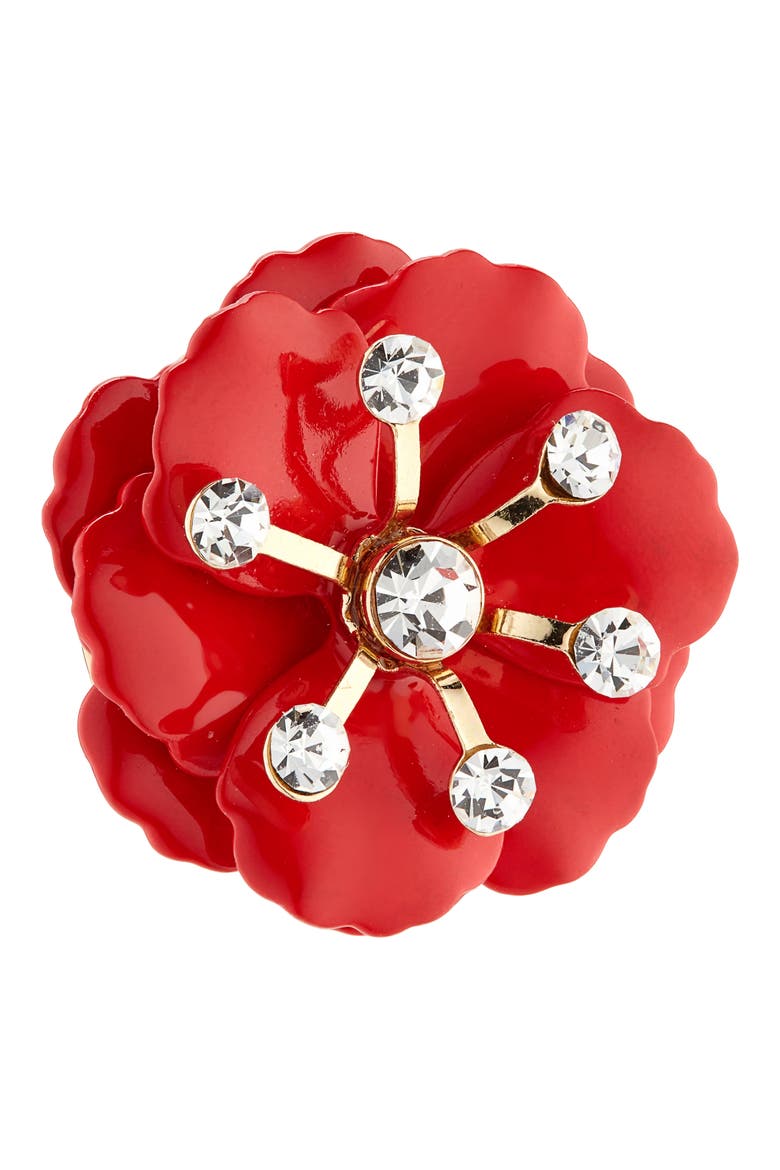Small Flower Stud Earrings, Alternate, color, RED MULTI 601