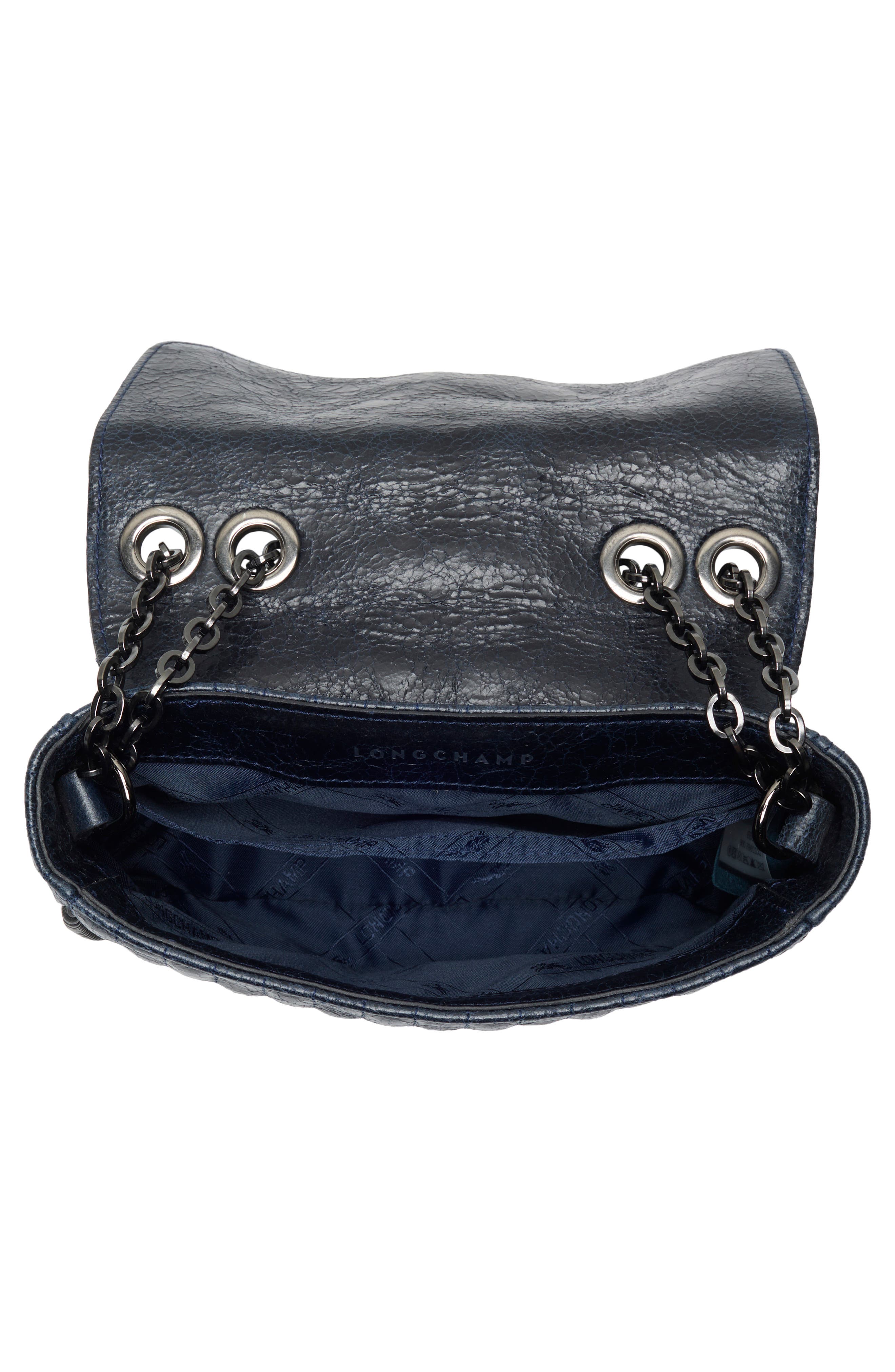 Longchamp Amazone Matelasse Leather Crossbody Bag, Alternate, color, Navy