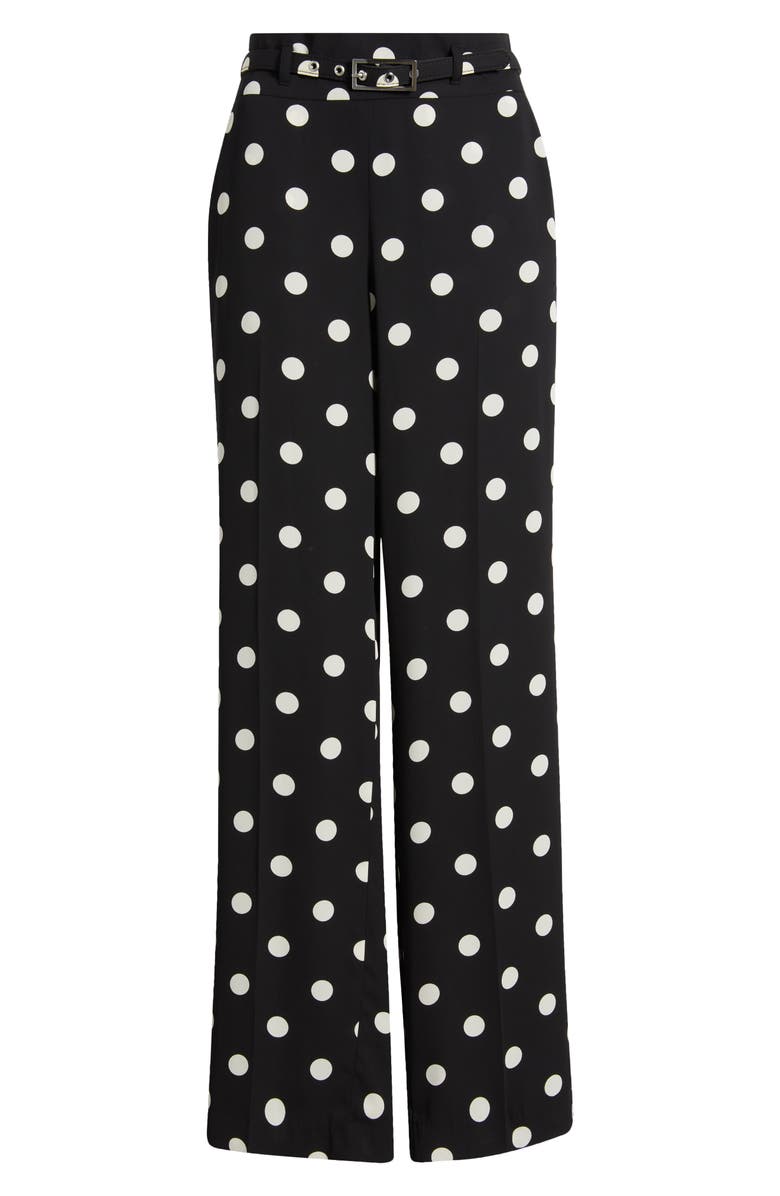 Anne Klein Belted High Waist Polka Dot Wide Leg Pants, Alternate, color,