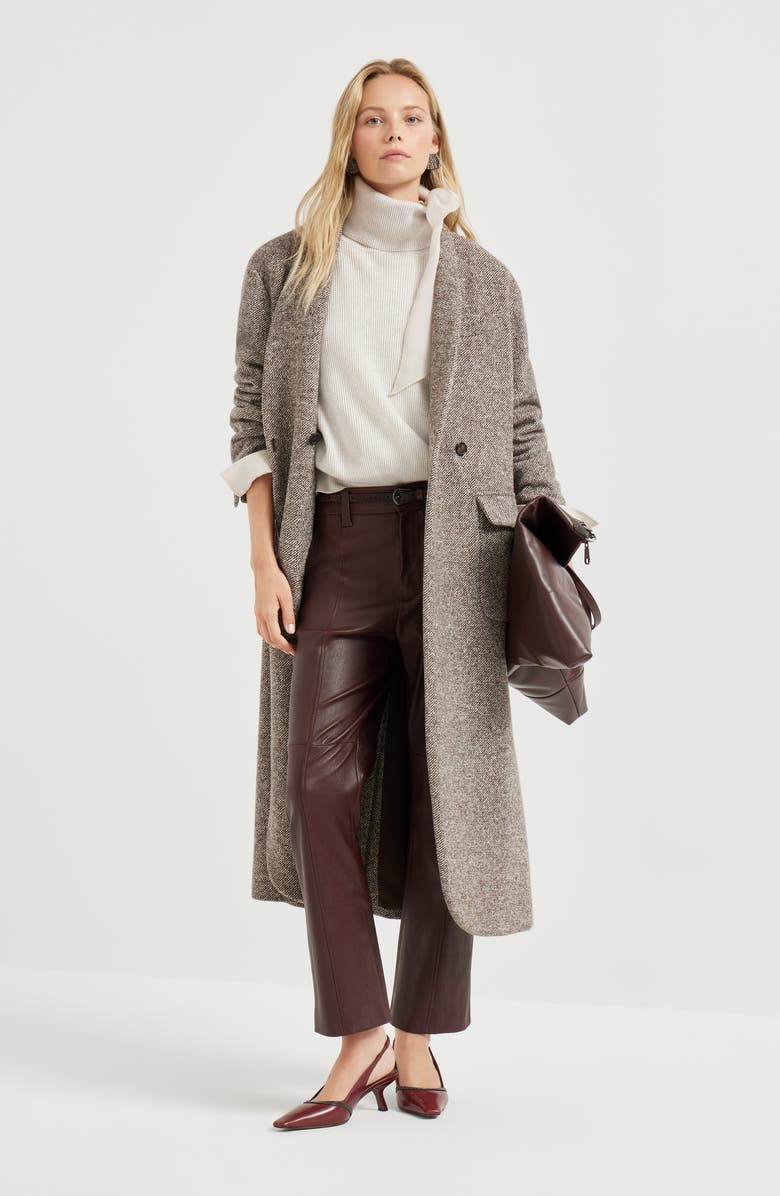 Brunello Cucinelli Square cigarette trousers, Alternate, color, Brown